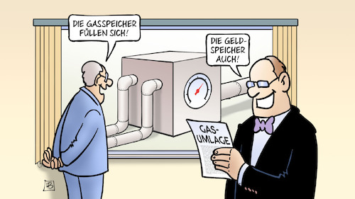 Cartoon: Speicherfüllung (medium) by Harm Bengen tagged gasspeicher,geldspeicher,pipeline,gasumlage,gewinne,energiekonzerne,kapitalisten,reichtum,armut,harm,bengen,cartoon,karikatur,gasspeicher,geldspeicher,pipeline,gasumlage,gewinne,energiekonzerne,kapitalisten,reichtum,armut,harm,bengen,cartoon,karikatur