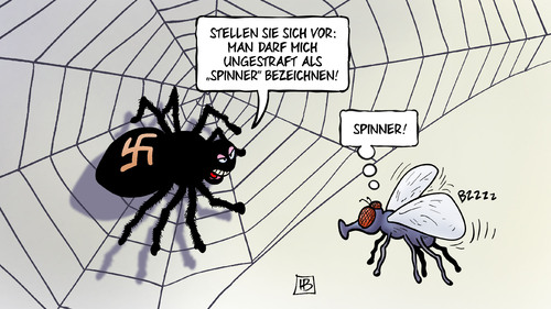 Cartoon: Spinner (medium) by Harm Bengen tagged spinner,ndp,nazis,faschisten,rechtsradikal,bverfg,bundesverfassungsgericht,klage,gauck,bundespräsident,harm,bengen,cartoon,karikatur,spinner,ndp,nazis,faschisten,rechtsradikal,bverfg,bundesverfassungsgericht,klage,gauck,bundespräsident,harm,bengen,cartoon,karikatur