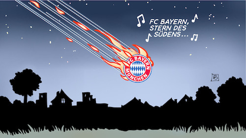 Cartoon: Stern des Südens (medium) by Harm Bengen tagged fcb,bayern,münchen,stern,des,südens,hymne,bundesliga,fussball,absturz,niedergang,niederlage,nachthimmel,komet,harm,bengen,cartoon,karikatur,fcb,bayern,münchen,stern,des,südens,hymne,bundesliga,fussball,absturz,niedergang,niederlage,nachthimmel,komet,harm,bengen,cartoon,karikatur