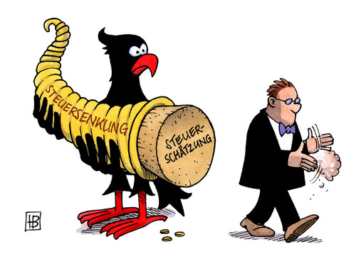 Cartoon: Steuerschätzung (medium) by Harm Bengen tagged steuerschätzung,steuersenkung,steuererleichterung,regierung,koalition,koalitionsvertrag,cdu,csu,fdp,bundesadler,korken,füllhorn,steuerschätzung,steuersenkung,steuererleichterung,steuern,steuer,schätzung,schätzen,geld,finanzen,regierung,koalitionsvertrag,cdu,csu,fdp,bundesadler,korken,füllhorn