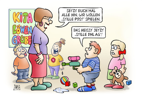 Cartoon: Stille Post (medium) by Harm Bengen tagged kita,kinder,erzieherin,stille,post,spielen,dhl,ag,umbenennung,harm,bengen,cartoon,karikatur,kita,kinder,erzieherin,stille,post,spielen,dhl,ag,umbenennung,harm,bengen,cartoon,karikatur