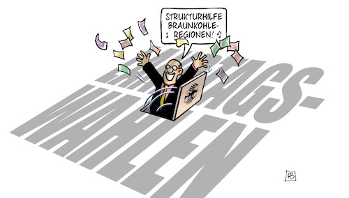 Cartoon: Strukturhilfe (medium) by Harm Bengen tagged landtagswahlen,wahlgeschenke,strukturhilfe,braunkohleregionen,kohleausstieg,geld,harm,bengen,cartoon,karikatur,landtagswahlen,wahlgeschenke,strukturhilfe,braunkohleregionen,kohleausstieg,geld,harm,bengen,cartoon,karikatur