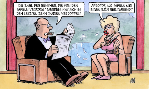 Cartoon: Tafeln und Rentner (medium) by Harm Bengen tagged altersarmut,rentner,tafeln,verdoppelt,heiligabend,reichtum,kapitalisten,harm,bengen,cartoon,karikatur,altersarmut,rentner,tafeln,verdoppelt,heiligabend,reichtum,kapitalisten,harm,bengen,cartoon,karikatur