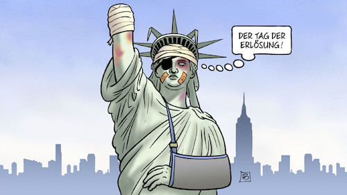 Cartoon: Tag der Erlösung (medium) by Harm Bengen tagged erlösung,verletzungen,freiheitsstatue,liberty,usa,amtseinführung,biden,trump,harm,bengen,cartoon,karikatur,erlösung,verletzungen,freiheitsstatue,liberty,usa,amtseinführung,biden,trump,harm,bengen,cartoon,karikatur