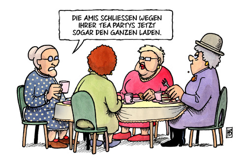 Cartoon: Tea Partys (medium) by Harm Bengen tagged teaparty,demokraten,republikaner,usa,haushalt,haushaltsstreit,finanzen,obama,uncle,sam,geld,senat,kongress,harm,bengen,cartoon,karikatur,teaparty,demokraten,republikaner,usa,haushalt,haushaltsstreit,finanzen,obama,uncle,sam,geld,senat,kongress,harm,bengen,cartoon,karikatur