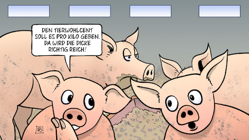 Cartoon: Tierwohlcent (medium) by Harm Bengen tagged tierwohlcent,kilo,dicke,reich,schweine,landwirtschaft,haltung,stall,harm,bengen,cartoon,karikatur,tierwohlcent,kilo,dicke,reich,schweine,landwirtschaft,haltung,stall,harm,bengen,cartoon,karikatur