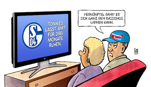 Cartoon: Tönnies-Auszeit (medium) by Harm Bengen tagged ehrenrat,auszeit,tönnies,gold,schalke,04,fussball,tv,afd,trump,rassismus,harm,bengen,cartoon,karikatur,ehrenrat,auszeit,tönnies,gold,schalke,04,fussball,tv,afd,trump,rassismus,harm,bengen,cartoon,karikatur