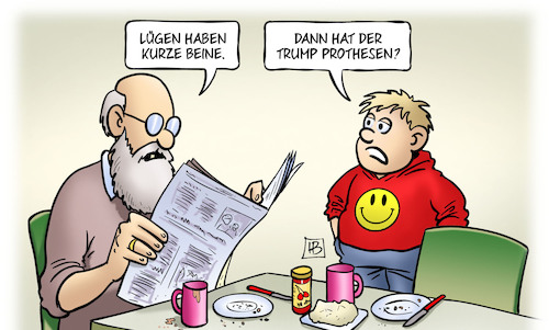 Cartoon: Trump-Beine (medium) by Harm Bengen tagged lügen,beine,kurze,kind,opa,trump,prothesen,usa,zeitung,harm,bengen,cartoon,karikatur,lügen,beine,kurze,kind,opa,trump,prothesen,usa,zeitung,harm,bengen,cartoon,karikatur