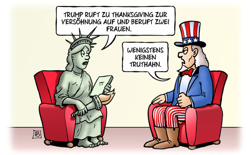 Cartoon: Trump-Thanksgiving (medium) by Harm Bengen tagged trump,usa,präsident,thanksgiving,versöhnung,frauen,berufung,freiheitsstatue,liberty,uncle,sam,truthahn,harm,bengen,cartoon,karikatur,trump,usa,präsident,thanksgiving,versöhnung,frauen,berufung,freiheitsstatue,liberty,uncle,sam,truthahn,harm,bengen,cartoon,karikatur