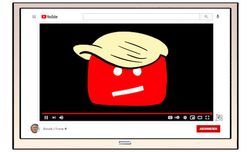 Cartoon: Trump auf Youtube (medium) by Harm Bengen tagged trump,channel,kanal,youtube,gesperrt,sperrung,usa,harm,bengen,cartoon,karikatur,trump,channel,kanal,youtube,gesperrt,sperrung,usa,harm,bengen,cartoon,karikatur