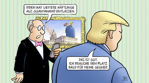 Cartoon: Trump braucht Guantanamo (medium) by Harm Bengen tagged biden,häftlinge,guantanamo,usa,entlassen,trump,gegner,internierung,harm,bengen,cartoon,karikatur,biden,häftlinge,guantanamo,usa,entlassen,trump,gegner,internierung,harm,bengen,cartoon,karikatur