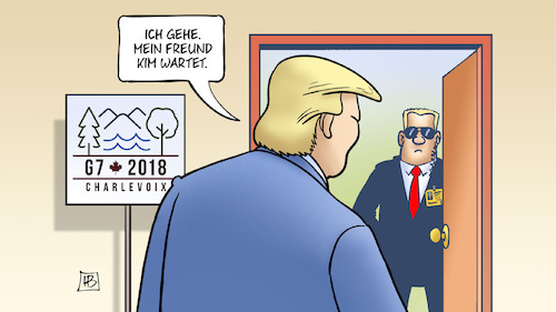 Cartoon: Trump geht (medium) by Harm Bengen tagged trump,freund,kim,usa,nordkorea,gipfel,treffen,g7,kanada,2018,charlevoix,handelskrieg,iran,atomabkommen,klima,streit,harm,bengen,cartoon,karikatur,trump,freund,kim,usa,nordkorea,gipfel,treffen,g7,kanada,2018,charlevoix,handelskrieg,iran,atomabkommen,klima,streit,harm,bengen,cartoon,karikatur