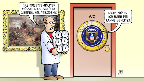 Cartoon: Trump und Fahne (medium) by Harm Bengen tagged toilettenpapier,wc,president,fahne,weisses,haus,trump,wahlergebnis,wahlsieg,biden,ausschreitungen,aufstand,besetzung,capitol,kapitol,washington,harm,bengen,cartoon,karikatur,toilettenpapier,wc,president,fahne,weisses,haus,trump,wahlergebnis,wahlsieg,biden,ausschreitungen,aufstand,besetzung,capitol,kapitol,washington,harm,bengen,cartoon,karikatur