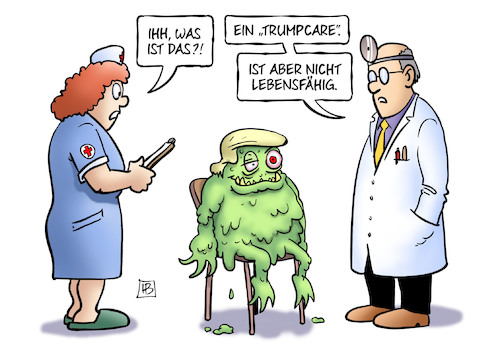 Cartoon: Trumpcare (medium) by Harm Bengen tagged trumpcare,gesundheitsfonds,obamacare,arzt,krankenschwester,monster,usa,lebensfähig,harm,bengen,cartoon,karikatur,trumpcare,gesundheitsfonds,obamacare,arzt,krankenschwester,monster,usa,lebensfähig,harm,bengen,cartoon,karikatur