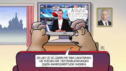 Cartoon: TV-Protest (medium) by Harm Bengen tagged tv,protest,sanktionen,texteinblendungen,handschriftlich,nachrichtensendung,bären,fenster,kreml,putin,bild,russland,ukraine,krieg,einmarsch,angriff,harm,bengen,cartoon,karikatur,tv,protest,sanktionen,texteinblendungen,handschriftlich,nachrichtensendung,bären,fenster,kreml,putin,bild,russland,ukraine,krieg,einmarsch,angriff,harm,bengen,cartoon,karikatur