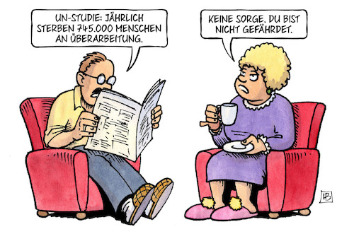 Cartoon: Überarbeitung (medium) by Harm Bengen tagged un,studie,sterben,überarbeitung,gefährdet,mann,frau,ehe,arbeit,faulheit,harm,bengen,cartoon,karikatur,un,studie,sterben,überarbeitung,gefährdet,mann,frau,ehe,arbeit,faulheit,harm,bengen,cartoon,karikatur