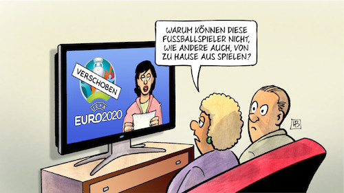 Cartoon: UEFA verschiebt EM (medium) by Harm Bengen tagged fussballspieler,em,verschoben,uefa,homeoffice,tv,corona,coronavirus,ansteckung,pandemie,epidemie,krankheit,schaden,harm,bengen,cartoon,karikatur,fussballspieler,em,verschoben,uefa,homeoffice,tv,corona,coronavirus,ansteckung,pandemie,epidemie,krankheit,schaden,harm,bengen,cartoon,karikatur