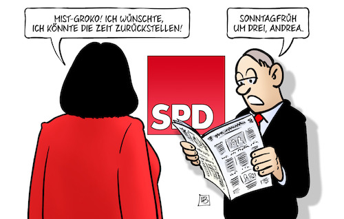 Cartoon: Uhr zurück (medium) by Harm Bengen tagged uhrzeitumstellung,winterzeit,hessen,landtagswahl,groko,andrea,nahles,spd,harm,bengen,cartoon,karikatur,uhrzeitumstellung,winterzeit,hessen,landtagswahl,groko,andrea,nahles,spd,harm,bengen,cartoon,karikatur