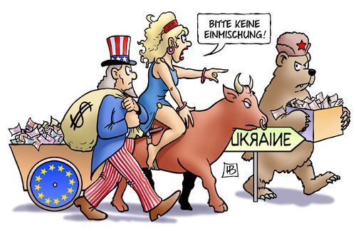 Cartoon: Ukraine-Einmischung (medium) by Harm Bengen tagged usa,sam,janukowitsch,revolte,proteste,aufstand,besitzanspruch,geld,karikatur,cartoon,bengen,harm,klitschko,kiew,eu,ukraine,uncle,europa,stier,baer,russland,ukraine,eu,russland,baer,stier,europa,uncle,sam,usa,geld,besitzanspruch,aufstand,proteste,revolte,janukowitsch,kiew,klitschko,harm,bengen,cartoon,karikatur