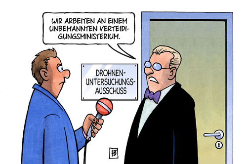 Cartoon: Unbemannt (medium) by Harm Bengen tagged unbemannt,verteidigungsministerium,untersuchungsausschuss,aufklärungsdrohne,drohnen,kampfdrohne,verteidigungsminister,bundestag,parlament,auskunft,fragen,antworten,milliarden,verlust,geld,bundeswehr,soldaten,demaiziere,eurohawk,euro,hawk,merkel,harm,bengen,cartoon,karikatur,unbemannt,verteidigungsministerium,untersuchungsausschuss,aufklärungsdrohne,drohnen,kampfdrohne,verteidigungsminister,bundestag,parlament,auskunft,fragen,antworten,milliarden,verlust,geld,bundeswehr,soldaten,demaiziere,eurohawk,euro,hawk,merkel,harm,bengen,cartoon,karikatur