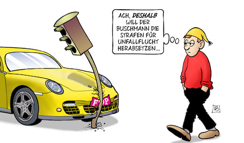 Cartoon: Unfallflucht (medium) by Harm Bengen tagged fdp,ampel,buschmann,strafen,unfallflucht,herabsetzen,porsche,michel,harm,bengen,cartoon,karikatur,fdp,ampel,buschmann,strafen,unfallflucht,herabsetzen,porsche,michel,harm,bengen,cartoon,karikatur