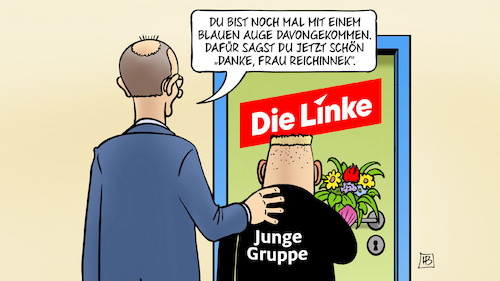 Cartoon: Union sagt Danke (medium) by Harm Bengen tagged merz,blaues,auge,danke,frau,reichinnek,blumen,linke,enthaltung,abstimmung,bundestag,rentenpaket,pakete,spahn,cdu,junge,gruppe,widerstand,harm,bengen,cartoon,karikatur,merz,blaues,auge,danke,frau,reichinnek,blumen,linke,enthaltung,abstimmung,bundestag,rentenpaket,pakete,spahn,cdu,junge,gruppe,widerstand,harm,bengen,cartoon,karikatur