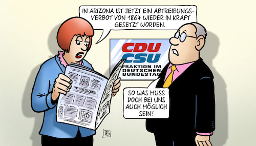 Cartoon: Union und Abtreibung (medium) by Harm Bengen tagged union,cdu,csu,zeitung,lesen,arizona,abtreibungsverbot,218,frauen,schwangerschaft,selstbestimmung,harm,bengen,cartoon,karikatur,union,cdu,csu,zeitung,lesen,arizona,abtreibungsverbot,218,frauen,schwangerschaft,selstbestimmung,harm,bengen,cartoon,karikatur