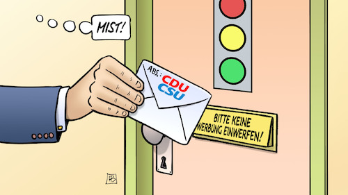 Cartoon: Unionspost (medium) by Harm Bengen tagged union,cdu,csu,werbung,briefkasten,ampel,haustür,harm,bengen,cartoon,karikatur,union,cdu,csu,werbung,briefkasten,ampel,haustür,harm,bengen,cartoon,karikatur