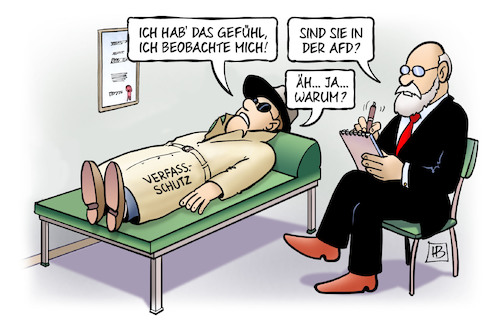 Cartoon: Unter Beobachtung (medium) by Harm Bengen tagged unter,beobachtung,psychiater,psychologe,couch,behandlung,verfassungsschutz,geheimdienst,nazis,faschisten,afd,rechtsextremismus,harm,bengen,cartoon,karikatur,unter,beobachtung,psychiater,psychologe,couch,behandlung,verfassungsschutz,geheimdienst,nazis,faschisten,afd,rechtsextremismus,harm,bengen,cartoon,karikatur