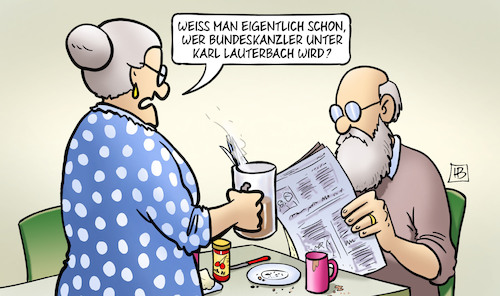 Cartoon: Unter Lauterbach (medium) by Harm Bengen tagged bundeskanzler,unter,karl,lauterbach,gesundheitsminister,susemil,harm,bengen,cartoon,karikatur,bundeskanzler,unter,karl,lauterbach,gesundheitsminister,susemil,harm,bengen,cartoon,karikatur