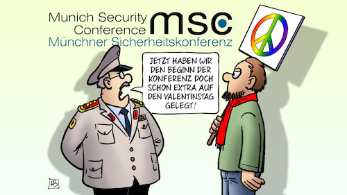 Cartoon: Valentinstag 2020 (medium) by Harm Bengen tagged siko,münchner,sicherheitskonferenz,beginn,valentinstag,liebe,peace,frieden,krieg,general,harm,bengen,cartoon,karikatur,siko,münchner,sicherheitskonferenz,beginn,valentinstag,liebe,peace,frieden,krieg,general,harm,bengen,cartoon,karikatur