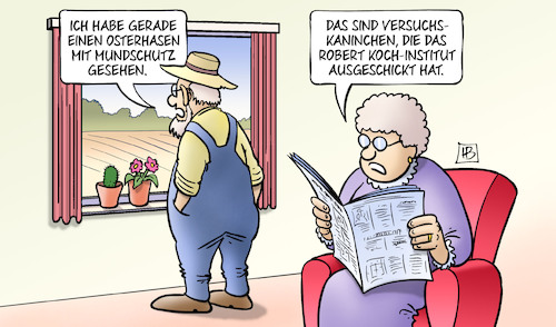 Cartoon: Versuchskaninchen (medium) by Harm Bengen tagged ostern,bauer,fenster,osterhasen,mundschutz,versuchskaninchen,robert,koch,institut,zeitung,lesen,corona,coronavirus,ansteckung,pandemie,epidemie,krankheit,schaden,harm,bengen,cartoon,karikatur,ostern,bauer,fenster,osterhasen,mundschutz,versuchskaninchen,robert,koch,institut,zeitung,lesen,corona,coronavirus,ansteckung,pandemie,epidemie,krankheit,schaden,harm,bengen,cartoon,karikatur