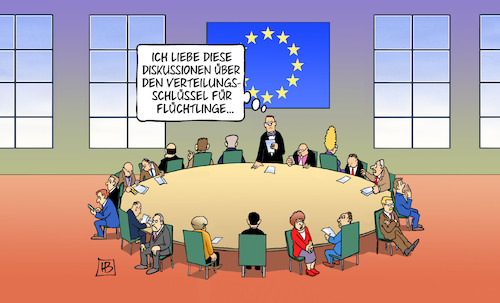 Cartoon: Verteilungsschlüssel (medium) by Harm Bengen tagged diskussionen,verteilungsschlüssel,flüchtlinge,migration,eu,europa,seenotrettung,harm,bengen,cartoon,karikatur,diskussionen,verteilungsschlüssel,flüchtlinge,migration,eu,europa,seenotrettung,harm,bengen,cartoon,karikatur