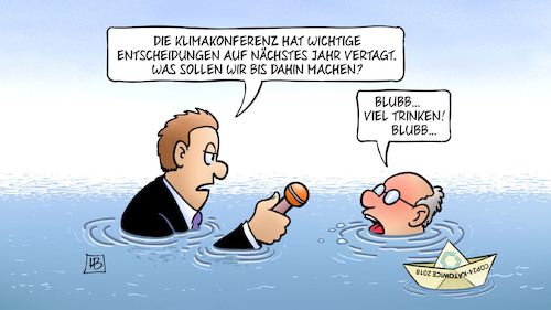 Cartoon: Viel Trinken (medium) by Harm Bengen tagged entscheidungen,vertagt,viel,trinken,blubb,interview,kattowitz,klimakonferenz,ende,weltklimagipfel,wasser,meeresspiegel,harm,bengen,cartoon,karikatur,entscheidungen,vertagt,viel,trinken,blubb,interview,kattowitz,klimakonferenz,ende,weltklimagipfel,wasser,meeresspiegel,harm,bengen,cartoon,karikatur