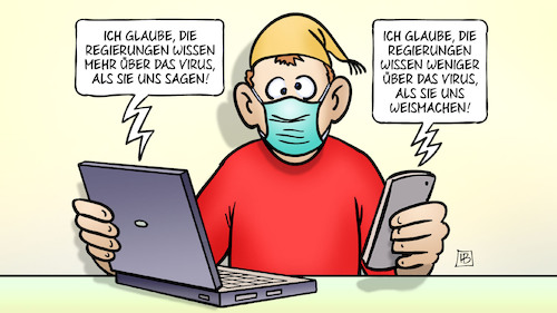 Cartoon: Virus-Wissen (medium) by Harm Bengen tagged regierungen,wissen,weismachen,verschwörungstheorien,handy,laptop,internet,angst,michel,mundschutz,corona,coronavirus,ansteckung,pandemie,epidemie,krankheit,schaden,harm,bengen,cartoon,karikatur,regierungen,wissen,weismachen,verschwörungstheorien,handy,laptop,internet,angst,michel,mundschutz,corona,coronavirus,ansteckung,pandemie,epidemie,krankheit,schaden,harm,bengen,cartoon,karikatur