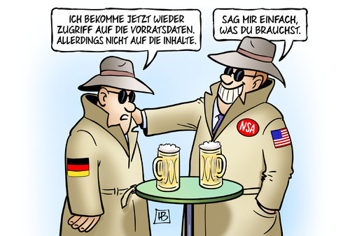 Cartoon: Vorratsdaten unter Freunden (medium) by Harm Bengen tagged zugriff,vorratsdaten,vorratsdatenspeicherung,maas,inhalte,bnd,verfassungsschutz,nsa,spitzel,bespitzelung,abhoeren,spione,harm,bengen,cartoon,karikatur,zugriff,vorratsdaten,vorratsdatenspeicherung,maas,inhalte,bnd,verfassungsschutz,nsa,spitzel,bespitzelung,abhoeren,spione,harm,bengen,cartoon,karikatur