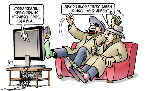 Cartoon: Vorratsdatenarbeit (medium) by Harm Bengen tagged vorratsdatenspeicherung,verabschiedet,bundestag,geheimdienst,überwachung,spitzel,spion,tv,arbeit,harm,bengen,cartoon,karikatur,vorratsdatenspeicherung,verabschiedet,bundestag,geheimdienst,überwachung,spitzel,spion,tv,arbeit,harm,bengen,cartoon,karikatur