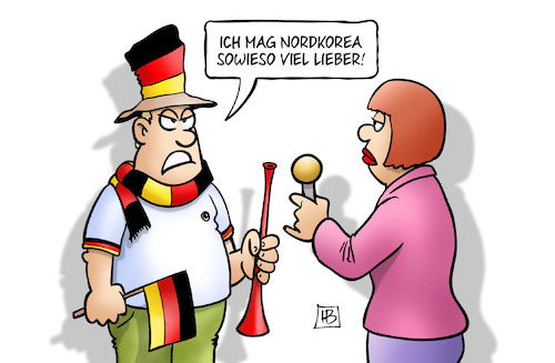 Cartoon: Vorrunden-Aus (medium) by Harm Bengen tagged vorrundenaus,wm,fussball,nordkorea,interview,harm,bengen,cartoon,karikatur,vorrundenaus,wm,fussball,nordkorea,interview,harm,bengen,cartoon,karikatur