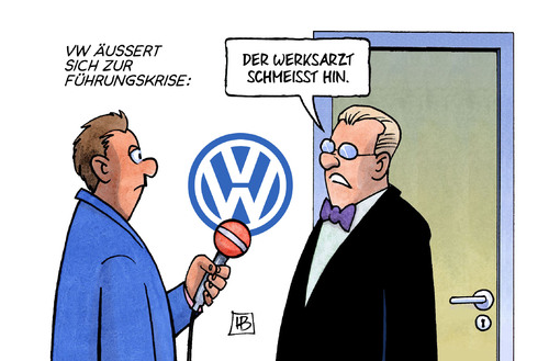 Cartoon: VW-Erklärung (medium) by Harm Bengen tagged vw,erklärung,führungskrise,werksarzt,piech,winterkorn,müller,wohlfahrt,bayern,münchen,harm,bengen,cartoon,karikatur,vw,erklärung,führungskrise,werksarzt,piech,winterkorn,müller,wohlfahrt,bayern,münchen,harm,bengen,cartoon,karikatur