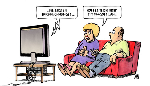 Cartoon: VW-Hochrechnungen (medium) by Harm Bengen tagged landtagswahlen,software,hochrechnungen,betrug,usa,justiz,ermittlungen,vw,verdacht,bankbetrug,verstoss,steuergesetze,tv,harm,bengen,cartoon,karikatur,landtagswahlen,software,hochrechnungen,betrug,usa,justiz,ermittlungen,vw,verdacht,bankbetrug,verstoss,steuergesetze,tv,harm,bengen,cartoon,karikatur