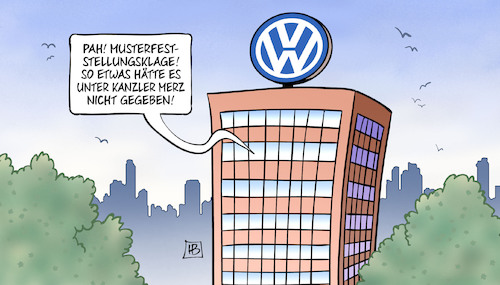 Cartoon: VW-Musterfeststellungsklage (medium) by Harm Bengen tagged musterfeststellungsklage,kanzler,merz,vw,abgasskandal,automobilindustrie,wirtschaft,verbraucher,harm,bengen,cartoon,karikatur,musterfeststellungsklage,kanzler,merz,vw,abgasskandal,automobilindustrie,wirtschaft,verbraucher,harm,bengen,cartoon,karikatur