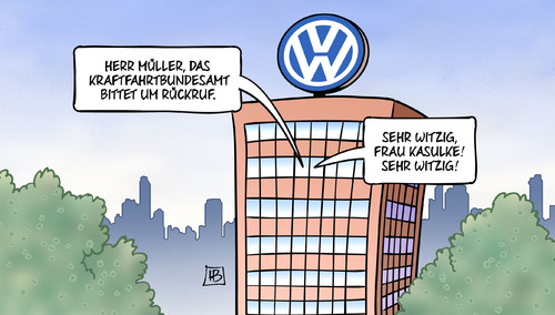 Cartoon: VW-Rückruf (medium) by Harm Bengen tagged vw,rückruf,abgasskandal,diesel,wolfsburg,müller,kraftfahrtbundesamt,harm,bengen,cartoon,karikatur,vw,rückruf,abgasskandal,diesel,wolfsburg,müller,kraftfahrtbundesamt,harm,bengen,cartoon,karikatur