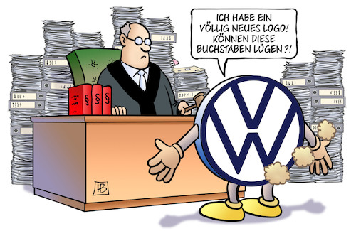 Cartoon: VW-Sammelklage (medium) by Harm Bengen tagged sammelklage,musterfeststellungsklage,gericht,richter,betrug,abgasskandal,neues,logo,akten,diess,poetsch,winterkorn,anklage,marktmanipulation,aktienkurs,vw,harm,bengen,cartoon,karikatur,sammelklage,musterfeststellungsklage,gericht,richter,betrug,abgasskandal,neues,logo,akten,diess,poetsch,winterkorn,anklage,marktmanipulation,aktienkurs,vw,harm,bengen,cartoon,karikatur