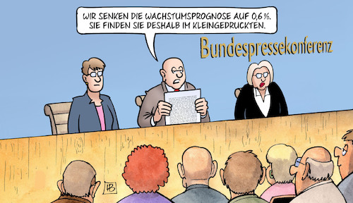 Cartoon: Wachstumsprognose gesenkt (medium) by Harm Bengen tagged wachstumsprognose,gesenkt,kleingedrucktes,bundespressekonferenz,wirtschaftsweise,wirtschaftsinstitute,konjunktur,harm,bengen,cartoon,karikatur,wachstumsprognose,gesenkt,kleingedrucktes,bundespressekonferenz,wirtschaftsweise,wirtschaftsinstitute,konjunktur,harm,bengen,cartoon,karikatur