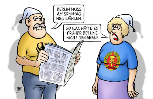 Cartoon: Wahlen gestern und heute (medium) by Harm Bengen tagged brd,ddr,zeitung,lesen,berlin,wahlen,abgeordnetenhaus,neuwahl,harm,bengen,cartoon,karikatur,brd,ddr,zeitung,lesen,berlin,wahlen,abgeordnetenhaus,neuwahl,harm,bengen,cartoon,karikatur