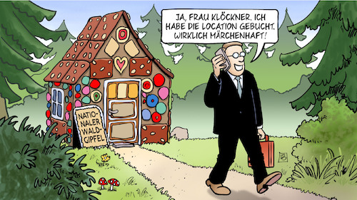 Cartoon: Waldgipfel (medium) by Harm Bengen tagged waldgipfel,waldsterben,umwelt,klöckner,location,gebucht,märchenhaft,hänsel,gretel,hexenhaus,harm,bengen,cartoon,karikatur,waldgipfel,waldsterben,umwelt,klöckner,location,gebucht,märchenhaft,hänsel,gretel,hexenhaus,harm,bengen,cartoon,karikatur