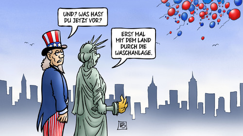 Cartoon: Waschanlage (medium) by Harm Bengen tagged waschanlage,schlammschlacht,ende,wahlkampf,usa,clinton,trump,präsidentschaft,freiheitsstatue,uncle,sam,harm,bengen,cartoon,karikatur,waschanlage,schlammschlacht,ende,wahlkampf,usa,clinton,trump,präsidentschaft,freiheitsstatue,uncle,sam,harm,bengen,cartoon,karikatur