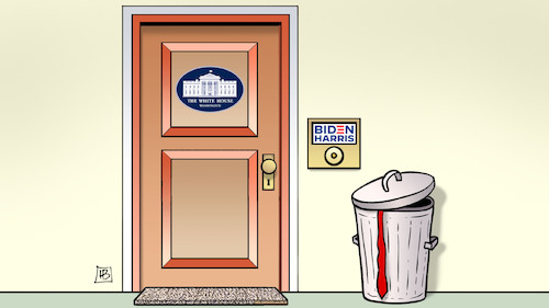 Cartoon: Weisses-Haus-Müll (medium) by Harm Bengen tagged weisses,haus,white,house,haustür,müll,schlips,usa,wahl,trump,biden,harm,bengen,cartoon,karikatur,weisses,haus,white,house,haustür,müll,schlips,usa,wahl,trump,biden,harm,bengen,cartoon,karikatur