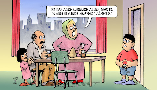 Cartoon: Wertekunde (medium) by Harm Bengen tagged wertekunde,schule,hausaufgaben,achmed,merkel,raute,migration,flüchtlinge,integration,anklage,harm,bengen,cartoon,wertekunde,schule,hausaufgaben,achmed,merkel,raute,migration,flüchtlinge,integration,anklage,harm,bengen,cartoon