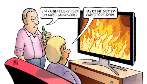 Cartoon: Wetterkarte Südeuropa (medium) by Harm Bengen tagged kaminfeuervideo,feuer,tv,wetterkarte,südeuropa,hitzewelle,sommer,brände,harm,bengen,cartoon,karikatur,kaminfeuervideo,feuer,tv,wetterkarte,südeuropa,hitzewelle,sommer,brände,harm,bengen,cartoon,karikatur